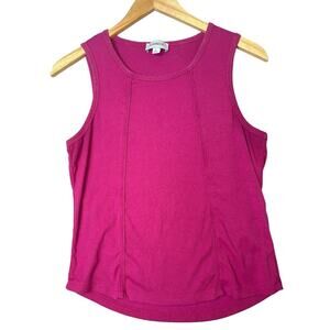 Evereve Magenta Ribbed Knit Modal Tank Top Balletcore Activewear Basics sz L